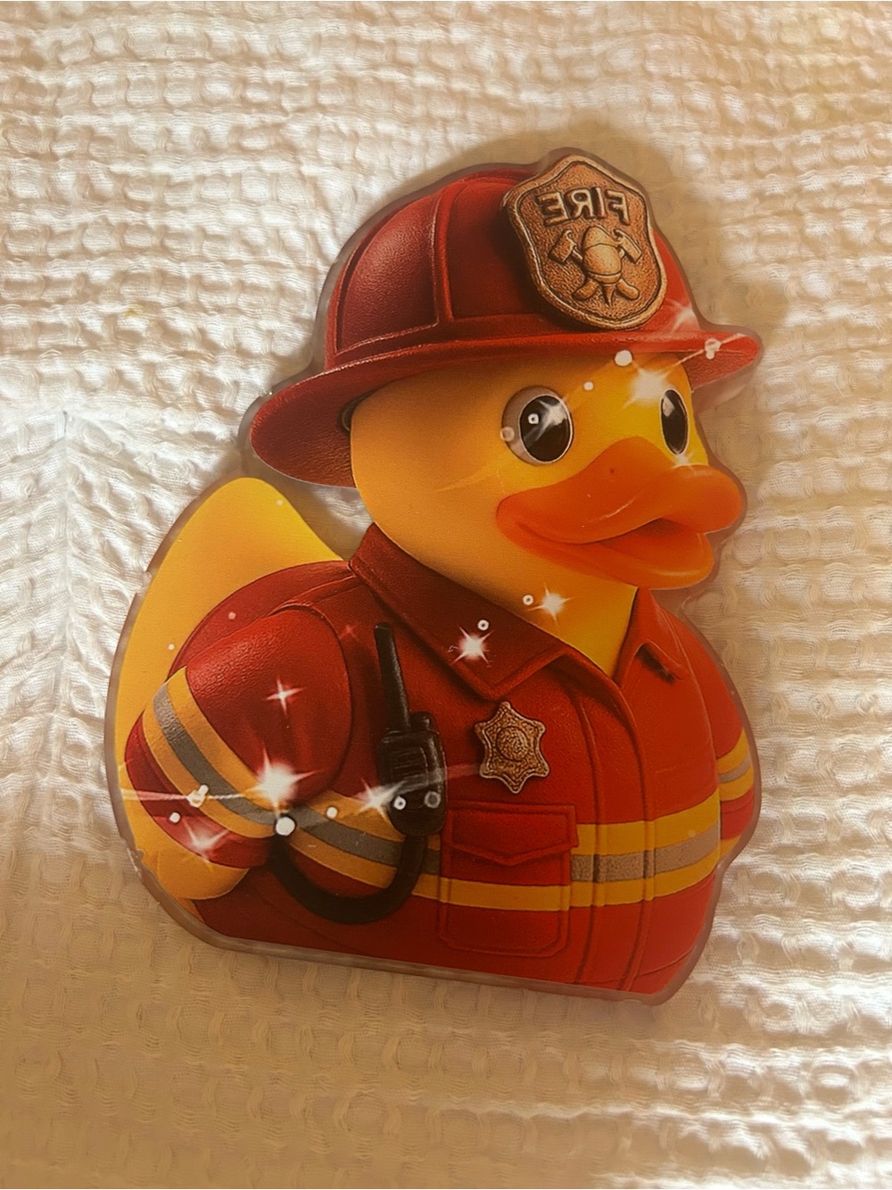 Firefighter Rubber Duck Figurine - Red & Yellow - Picture 2 of 4